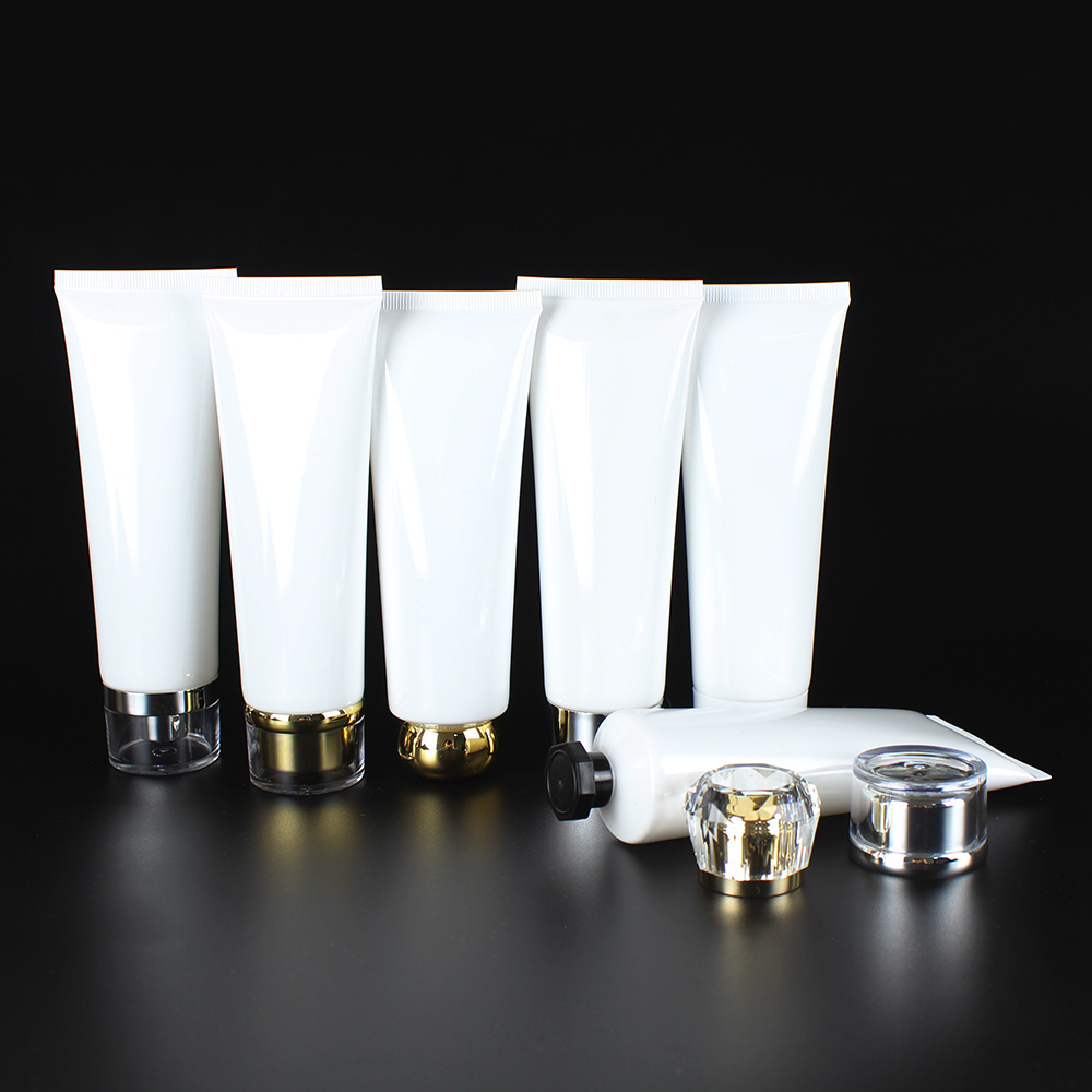 New Arrival Luxury 100ml White Cosmetic Containers Soft Plastic Eye Cream Tube with Lid Empty Packaging for Cosmetics