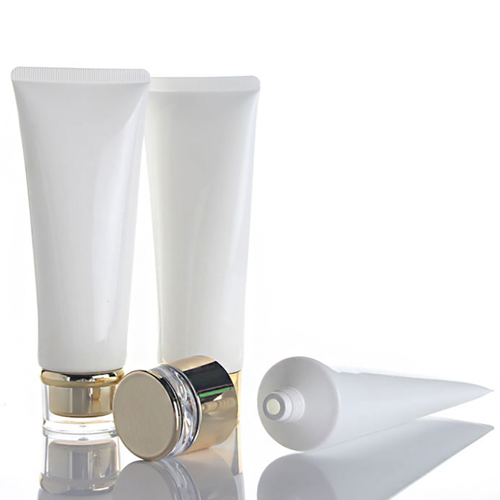 New Arrival Luxury 100ml White Cosmetic Containers Soft Plastic Eye Cream Tube with Lid Empty Packaging for Cosmetics