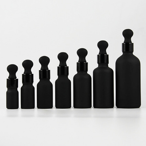 Euro Round Frosted Cosmetic Glass Dropper Fine Oil Bottle Sizes 5ml 10ml 15ml 20ml 30ml 50ml 100ml Matte Black Glass Bottles