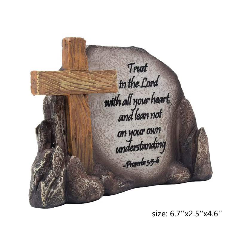 Holy Cross Desktop Plaque Figurine Christian Faith in God Bible Verse