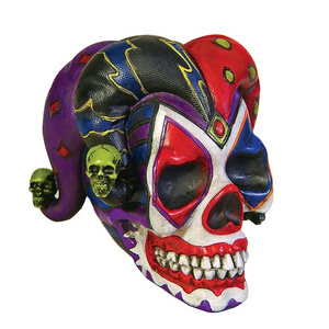 Colorful Painted Court Jester Clown Skull Skeleton Head Home Decoration Figure Collectible Gift