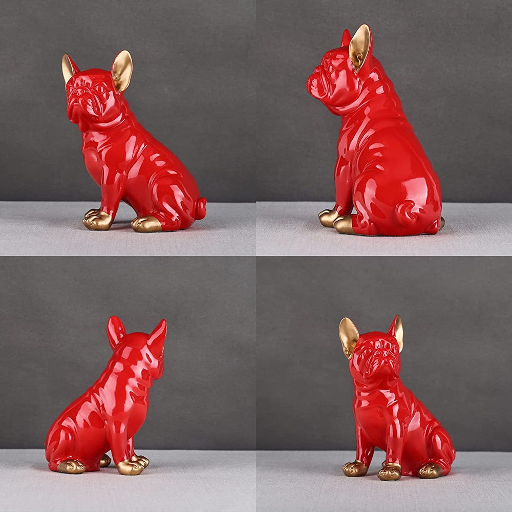 Resin Animal Sculptures Red French Bulldog Statue 8.1 inches