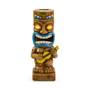 Resin Playing Ukulele Tiki Statue Garden Solar Light Item Outdoor Patio Decoration