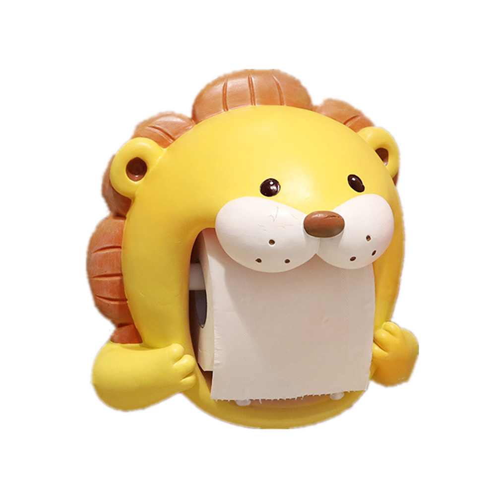 Funny Lion Head Statue Resin Wall Mounted Bathroom Toilet Paper Holder