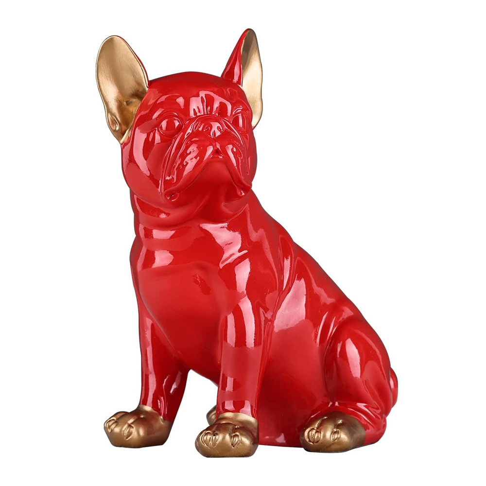 Resin Animal Sculptures Red French Bulldog Statue 8.1 inches