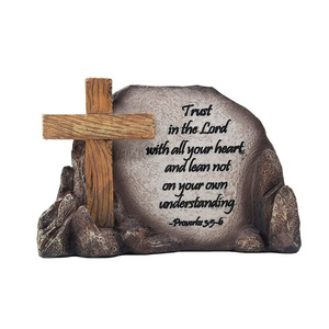 Holy Cross Desktop Plaque Figurine Christian Faith in God Bible Verse