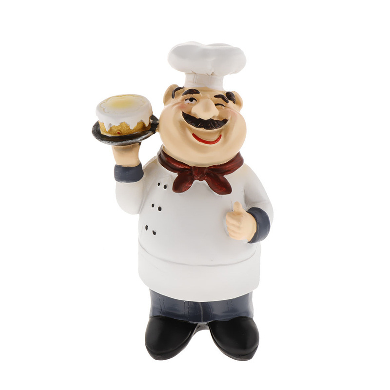 ShunXu Factory Wholesale Resin Butler Figure Sculpture mini Size Chef Figure with cake