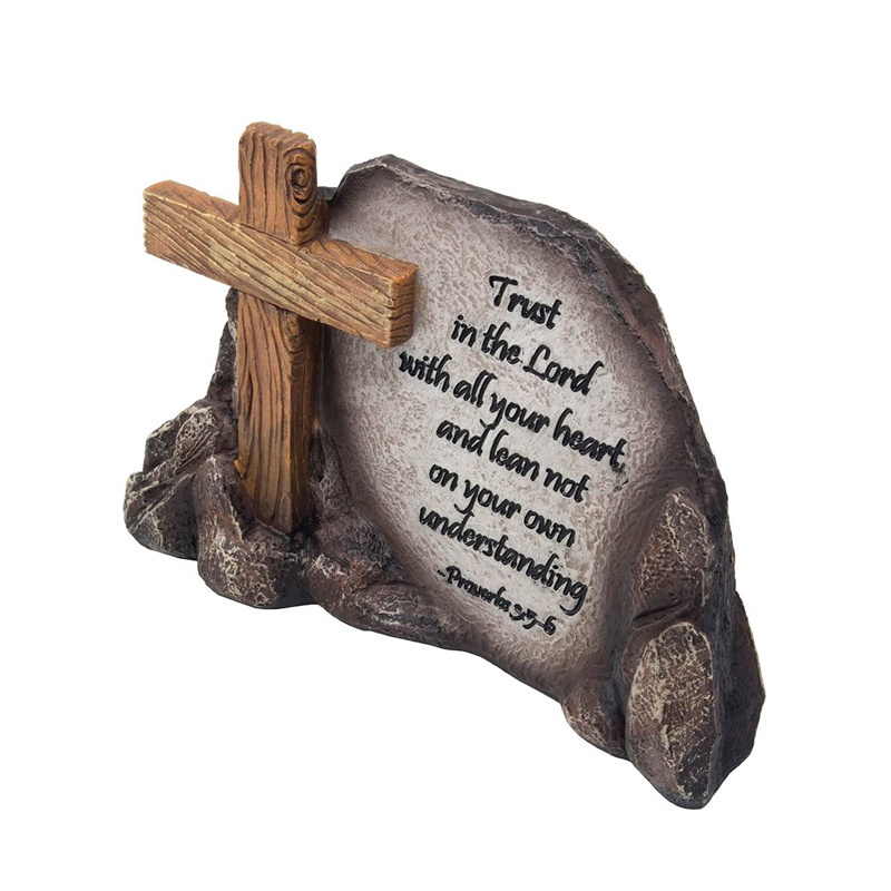 Holy Cross Desktop Plaque Figurine Christian Faith in God Bible Verse