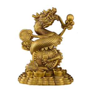 New Year Resin Gold Dragon Statue Chinese Hallway Desktop Decoration