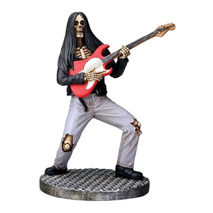 Rock Band Skull Figure Model Collectible Resin Skull Guitarist Figurine Drummer Statue Sculpture