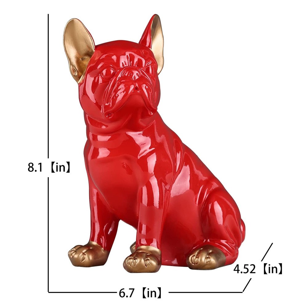 Resin Animal Sculptures Red French Bulldog Statue 8.1 inches