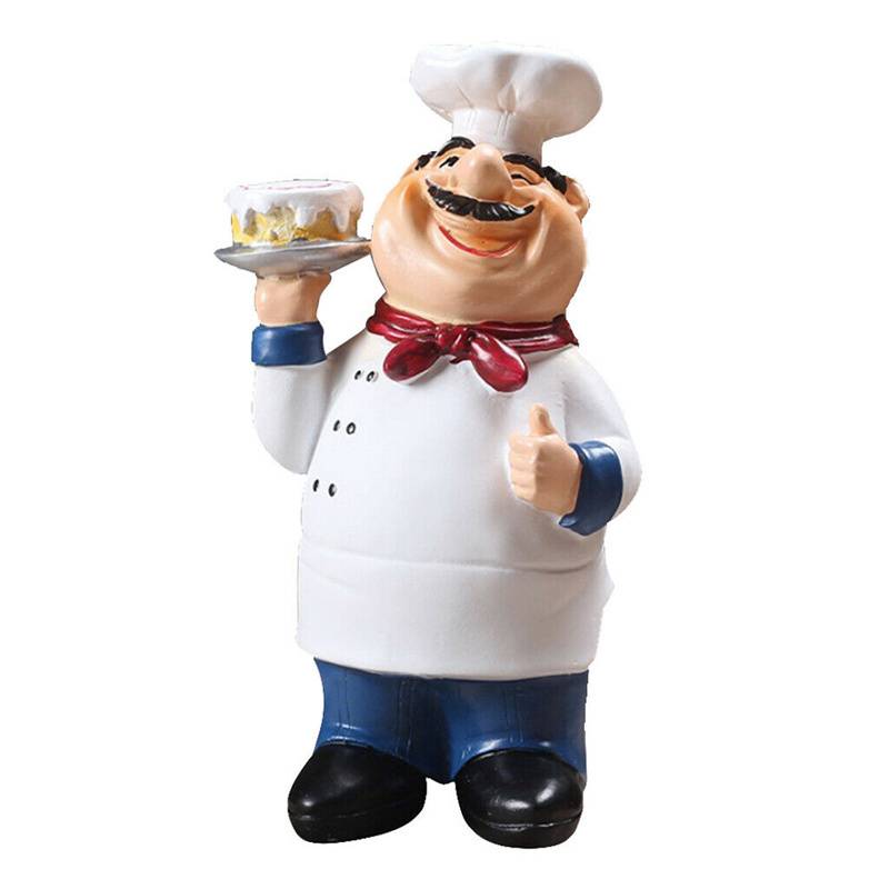 ShunXu Factory Wholesale Resin Butler Figure Sculpture mini Size Chef Figure with cake