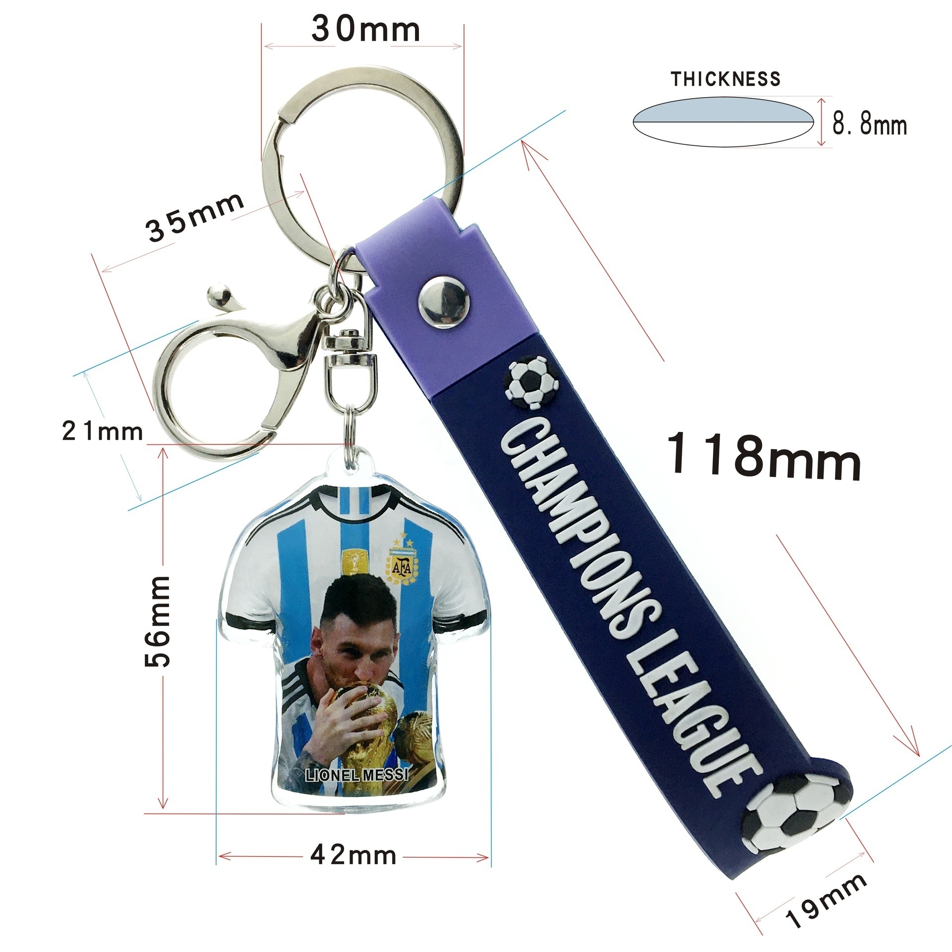 2024 Messi Acrylic Photo Promotional Keychains Inter Miami Bayern Munich Reale Madrid Manchester