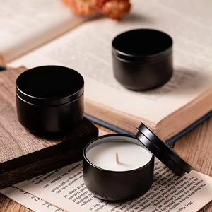 Factory Direct Price Plant Essential Oil High Quality Luxury Black Tin Jar Soy Wax Tealight Candle Scented Candle for Trip