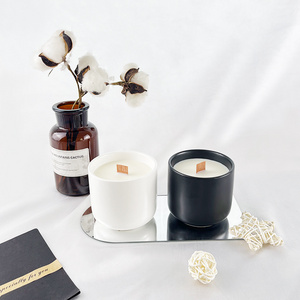 Luxury Style Home Decor Wood Wick Lid Scented Candle Gift Set Customazed Label Home Aromatherapy Vanilla  Soy Wax Candle