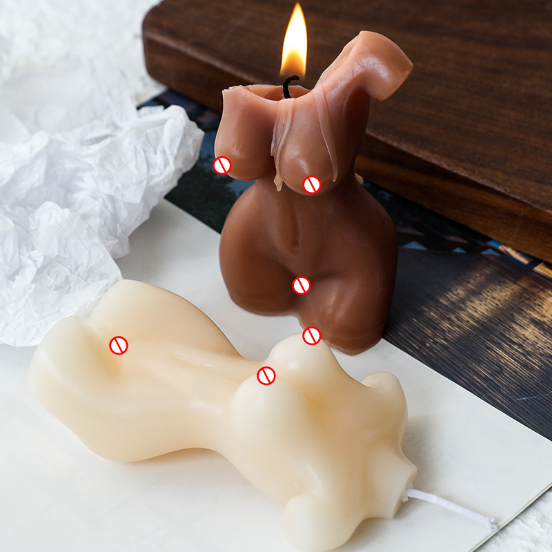 Wholesale Private Label Novelty Scented Naked Soy Wax Body Shaped massage Candles