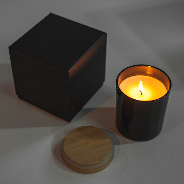 Wholesale Scented Luxury Soy Wax Custom Glass Candle Jar Private Label Custom Black Matte Glass Scented Candles for Gift