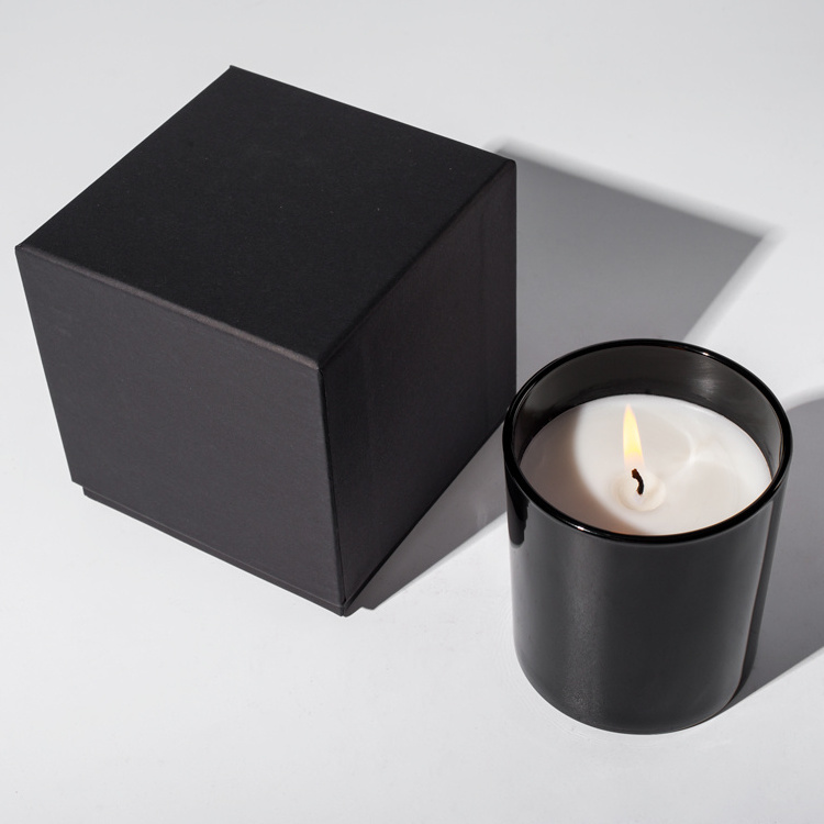 Wholesale Scented Luxury Soy Wax Custom Glass Candle Jar Private Label Custom Black Matte Glass Scented Candles for Gift