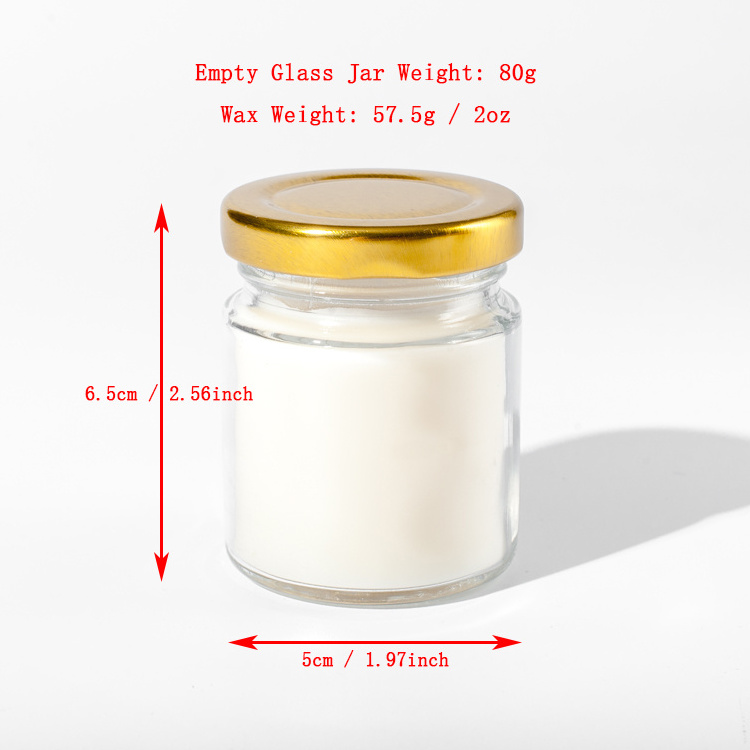 OEM Hot Sale Aromatherapy Soy Wax Mini Glass Jar Scented Candle with Golden Lid