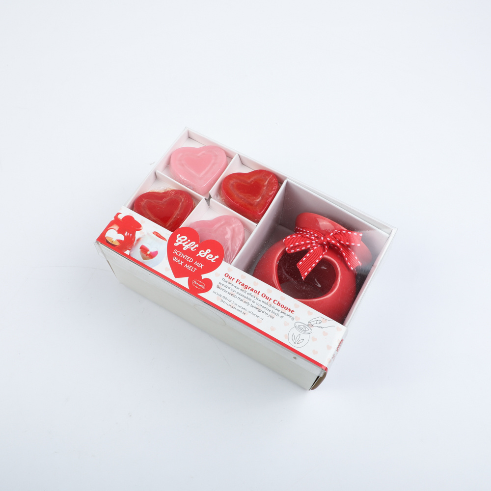 Manufacture Scented  Wax Melts Candle with Heart Shape Ceramic Wax Warmer Jar