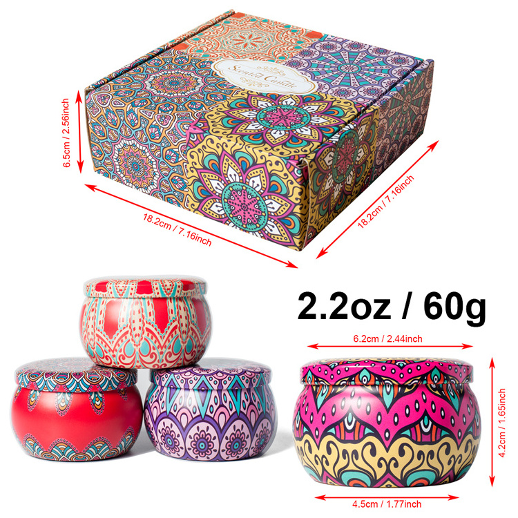 2024 Hot Sale Aroma Custom Aromatherapy Luxury Soy Christmas Aromatic Tin Scented Candles Gift Set