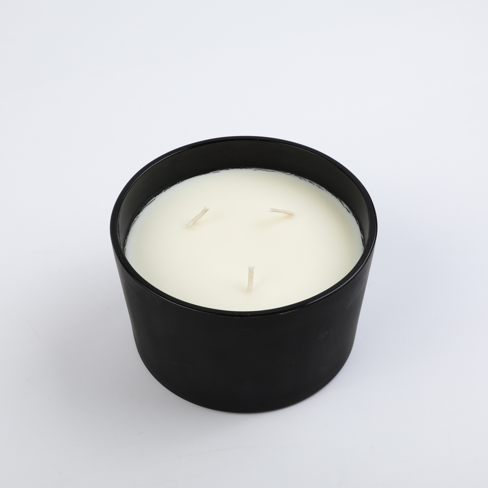 Custom Wholesale Natural Soy Wax Scented Candle in Glass Jar Oem Glass Jar Candles/Candeles with Three Cotton Wicks