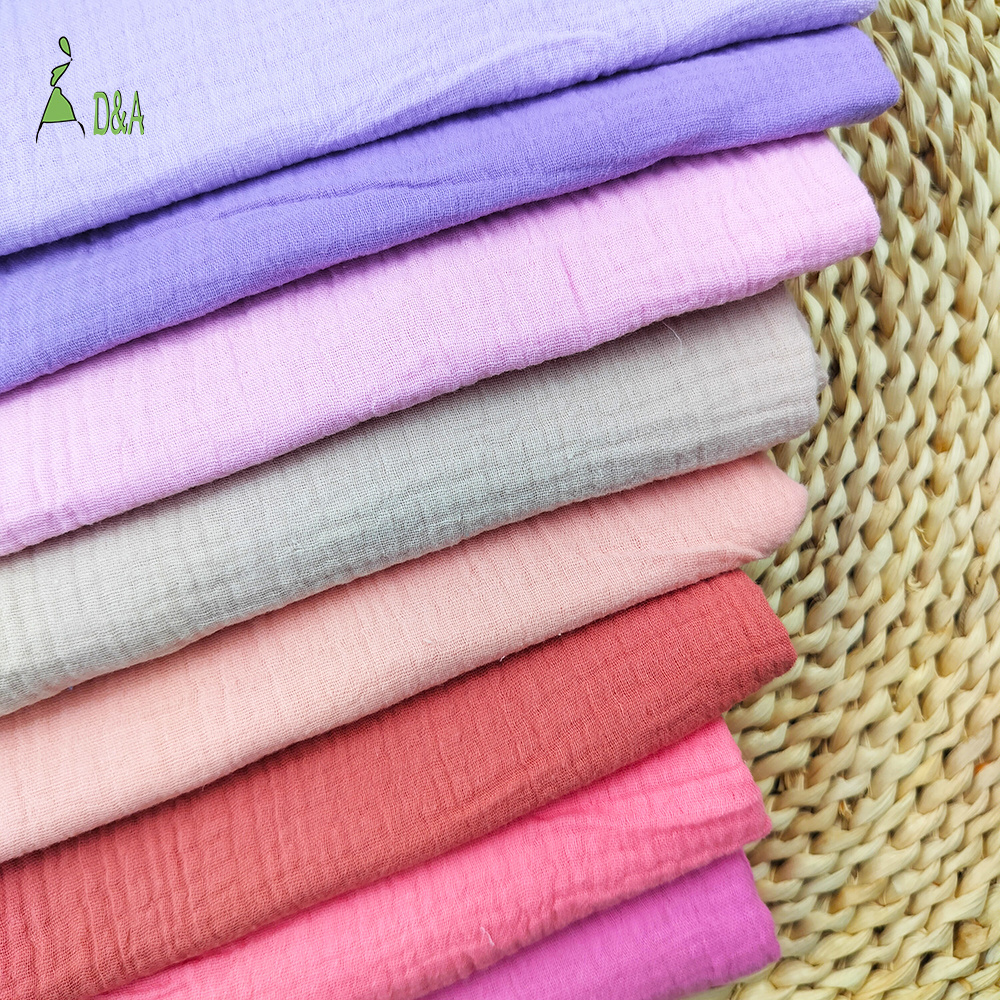 Wholesale Dyed Double Gauze Crepe Muslin Crinkled 100% Cotton Fabric For Garment