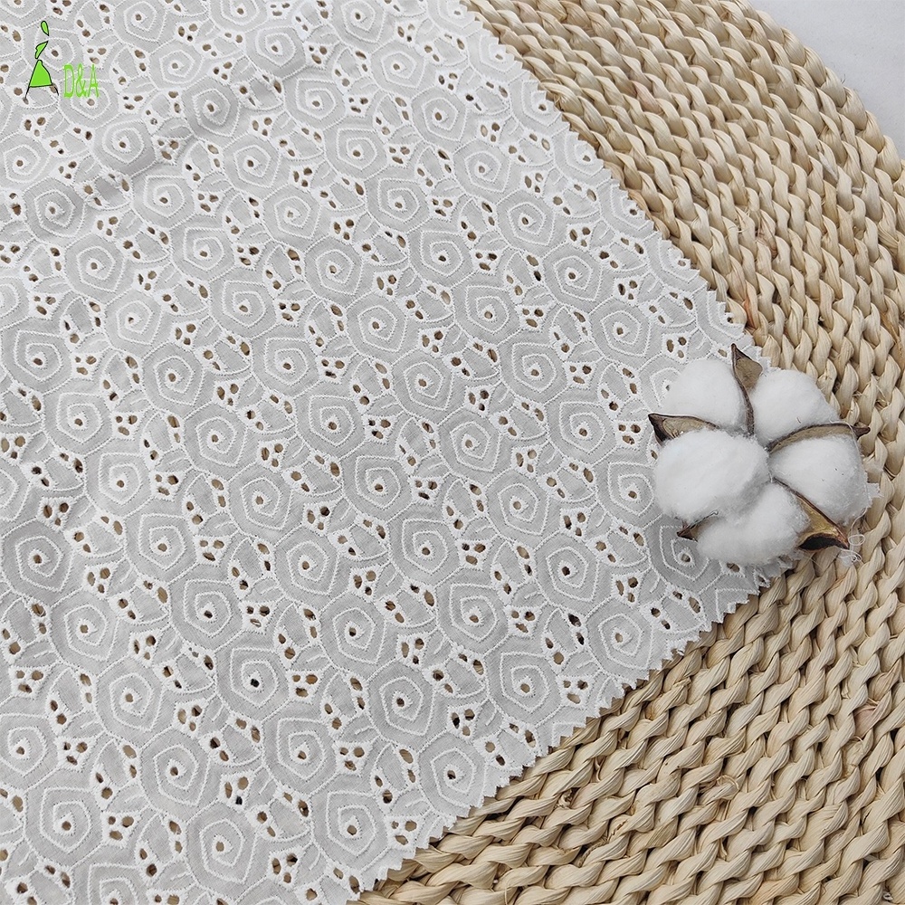 2024 Latest Design White Embroidery Swiss Voile 100% Cotton Embroidery Fabric For Garment