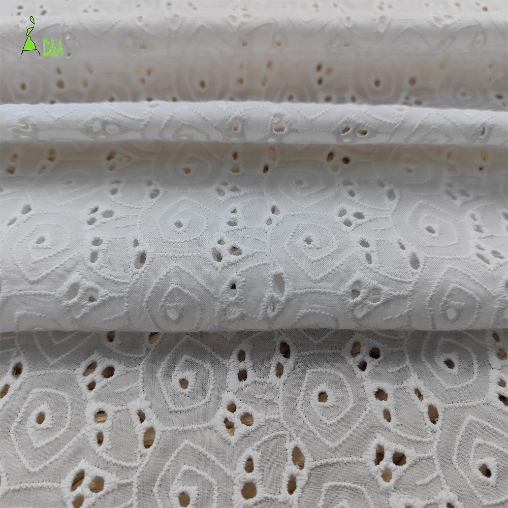 2024 Latest Design White Embroidery Swiss Voile 100% Cotton Embroidery Fabric For Garment