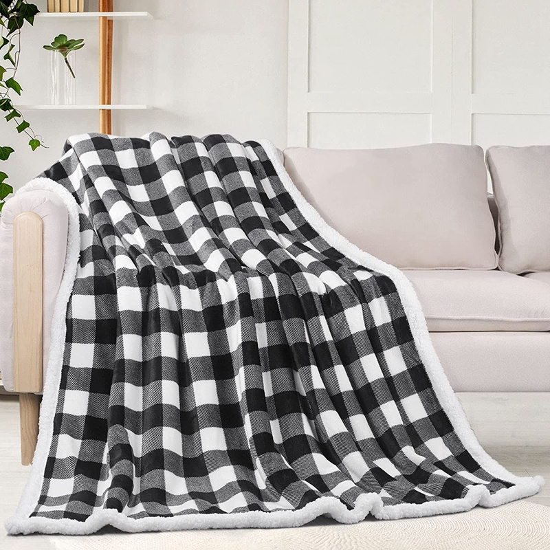 Premium Super Soft Sherpa Microfiber Plaid Blanket Flannel Fleece Luxury Throw Blankets For Christmas