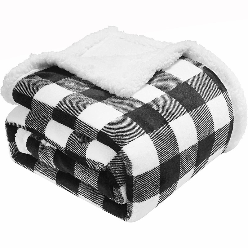 Premium Super Soft Sherpa Microfiber Plaid Blanket Flannel Fleece Luxury Throw Blankets For Christmas