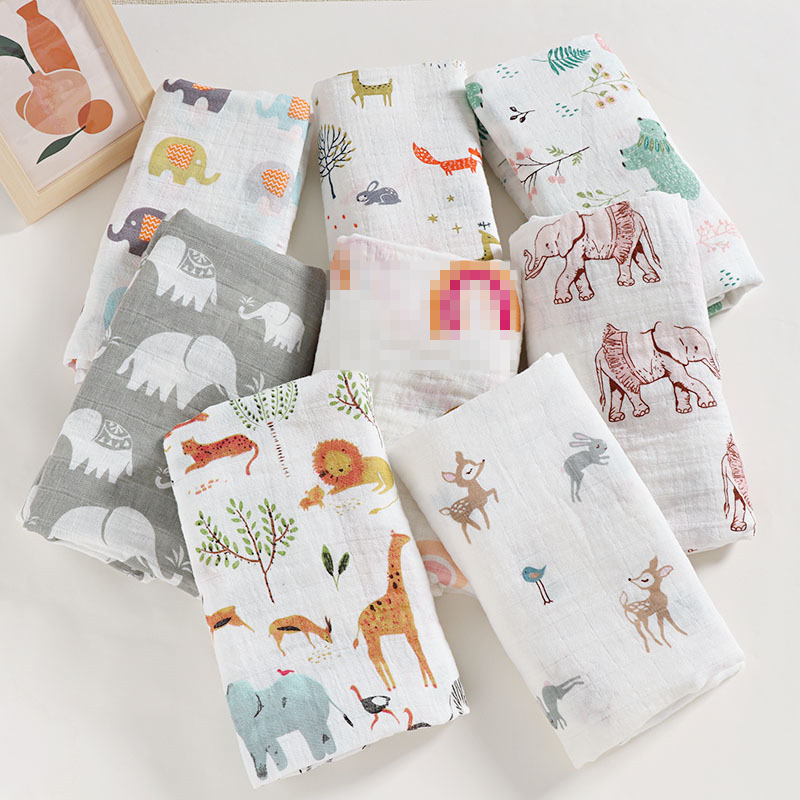 Wholesale Super Soft Custom Organic Cotton Receiving Baby Swaddle Muslin Blanket For Babies Newbomns