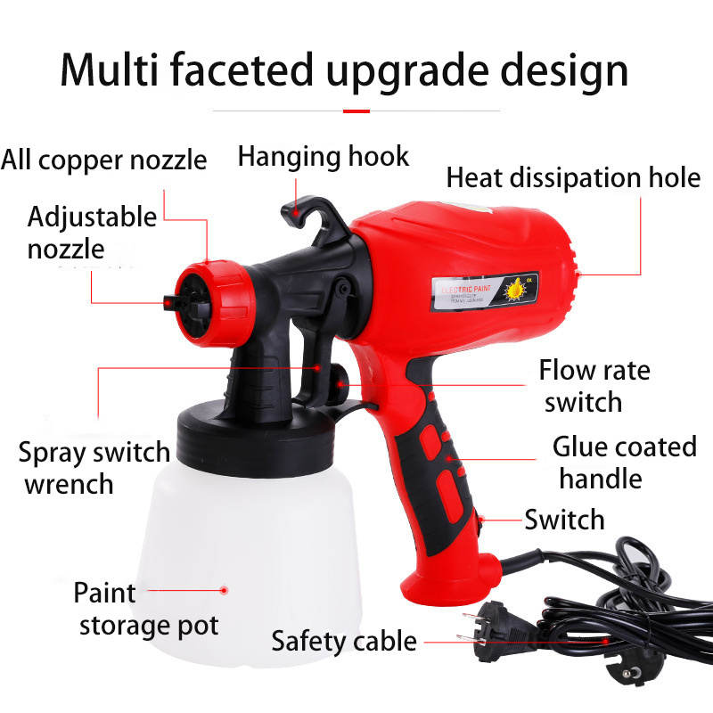 Portable electric spray gun High pressure spray gun Removable emulsion electric paint spray gun 400-550w