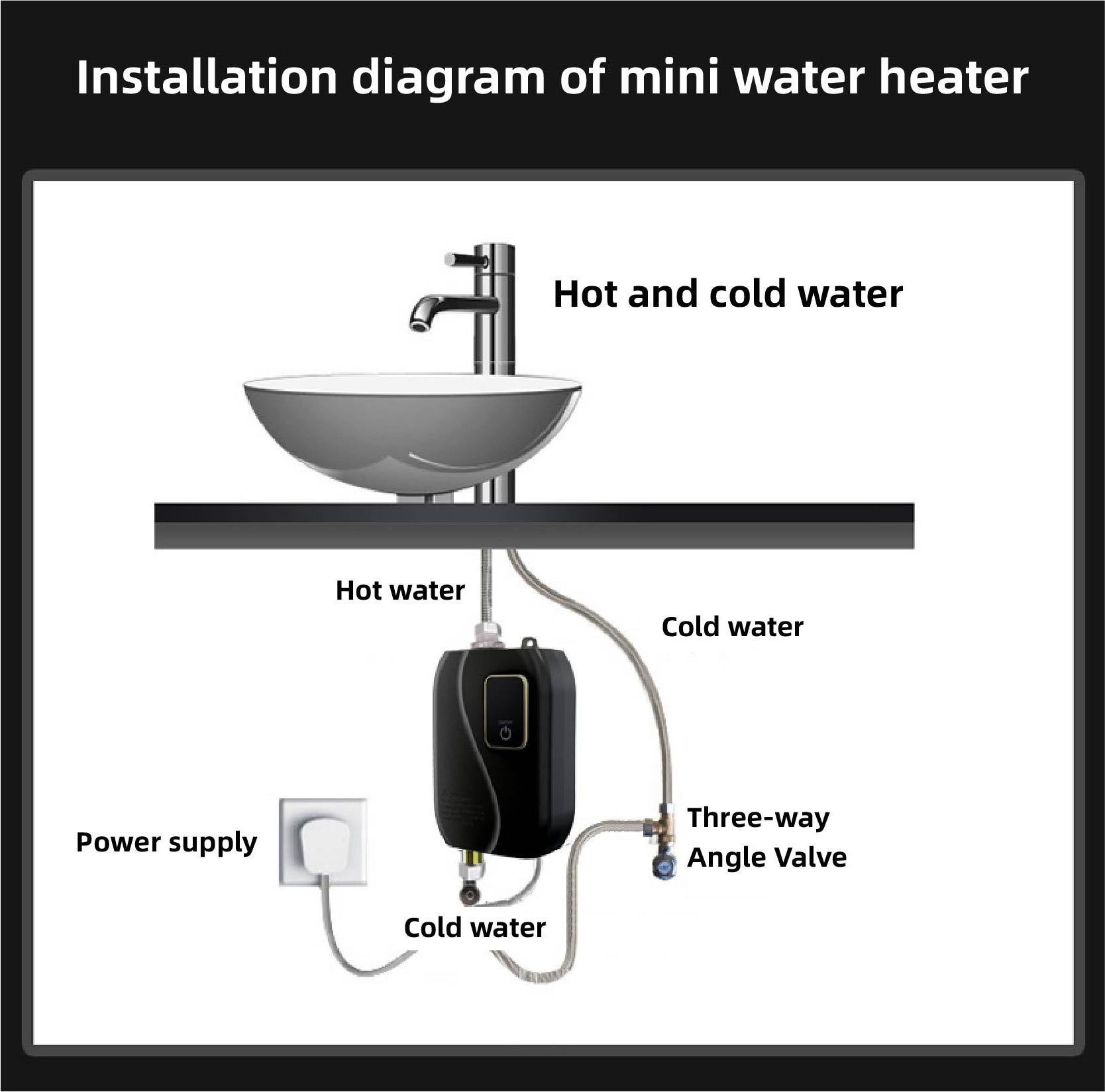 3000W Electric Water Heater: Digital Display for Instantaneous Hot Water Kitchen or Bathroom Showers