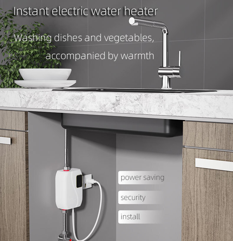 3000W Electric Water Heater: Digital Display for Instantaneous Hot Water Kitchen or Bathroom Showers