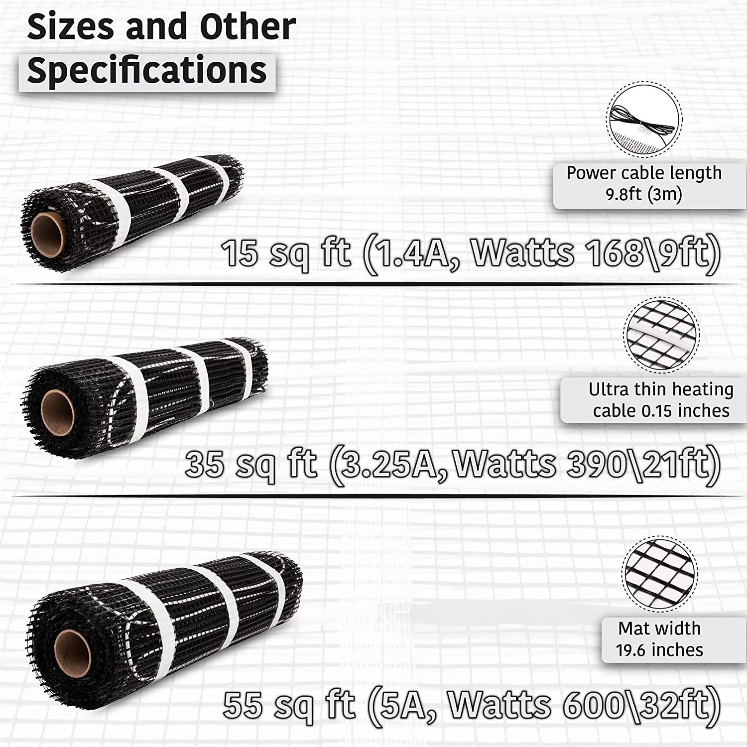 100w 150w 200w Electric underfloor heating  heated  driveway mat