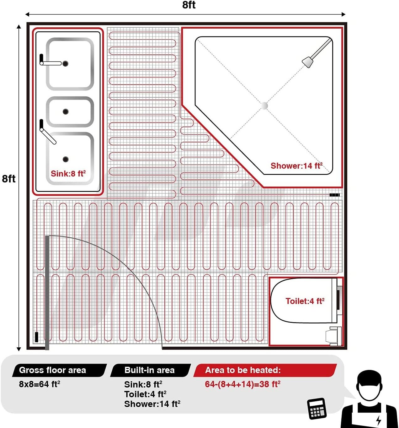 100w 150w 200w Electric underfloor heating  heated  driveway mat