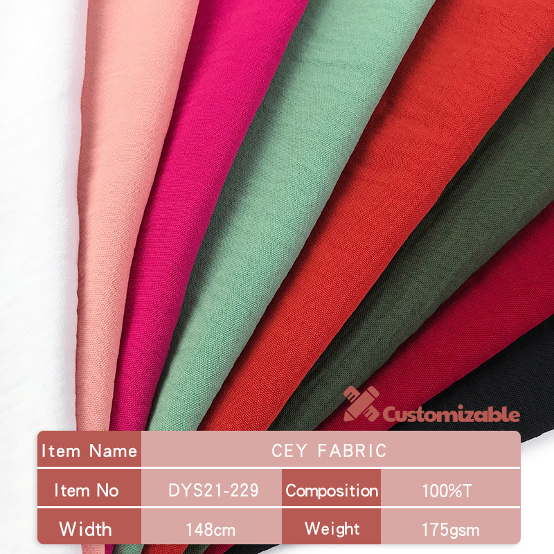 100% Polyester Material CEY Textile Cheap Fabric Woven Fabric Solid for Garments Stretch Customized Plain Garment, Dress 148cm