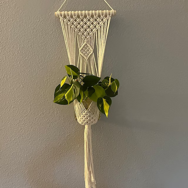 Boho Cotton Home Decor Single Flower Clove Hitch Wall hanging Macrame Plant Holder Hangers