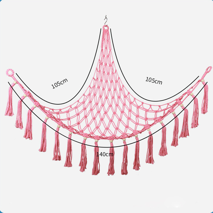 Boho Nursery Handmade Decor Fringe Storage Net Stuffed Animal Macrame Toy Holder Hammock