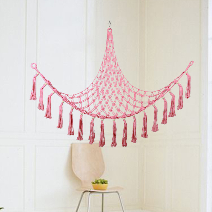 Boho Nursery Handmade Decor Fringe Storage Net Stuffed Animal Macrame Toy Holder Hammock