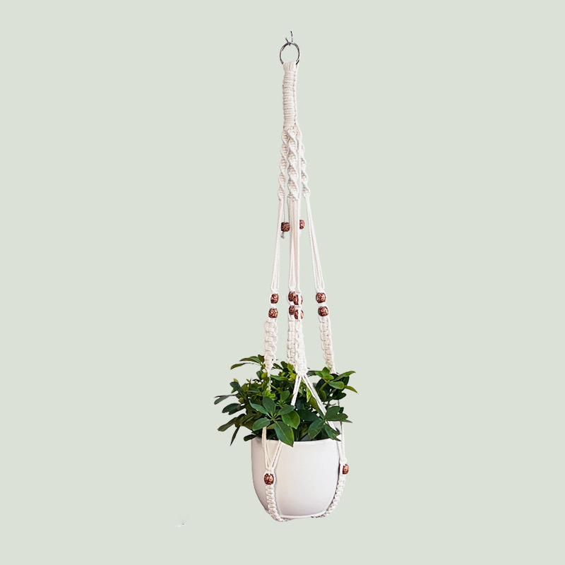 Bohemia Cotton Handmade Large Plant Pot Hanger Macrame Bead Plant Hanger Holder