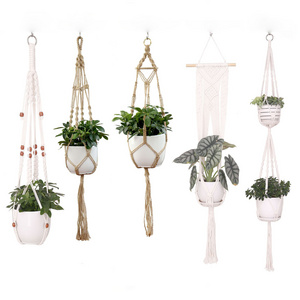 Bohemia Cotton Handmade Large Plant Pot Hanger Macrame Bead Plant Hanger Holder