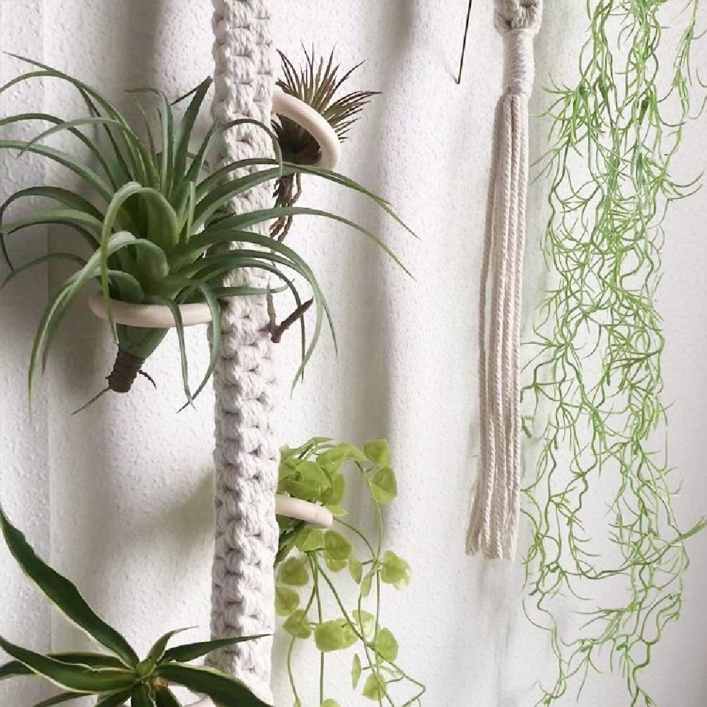 Boho Handmade Cotton Home Decor Wall Hanging Macrame Air Plant Holder Hanger