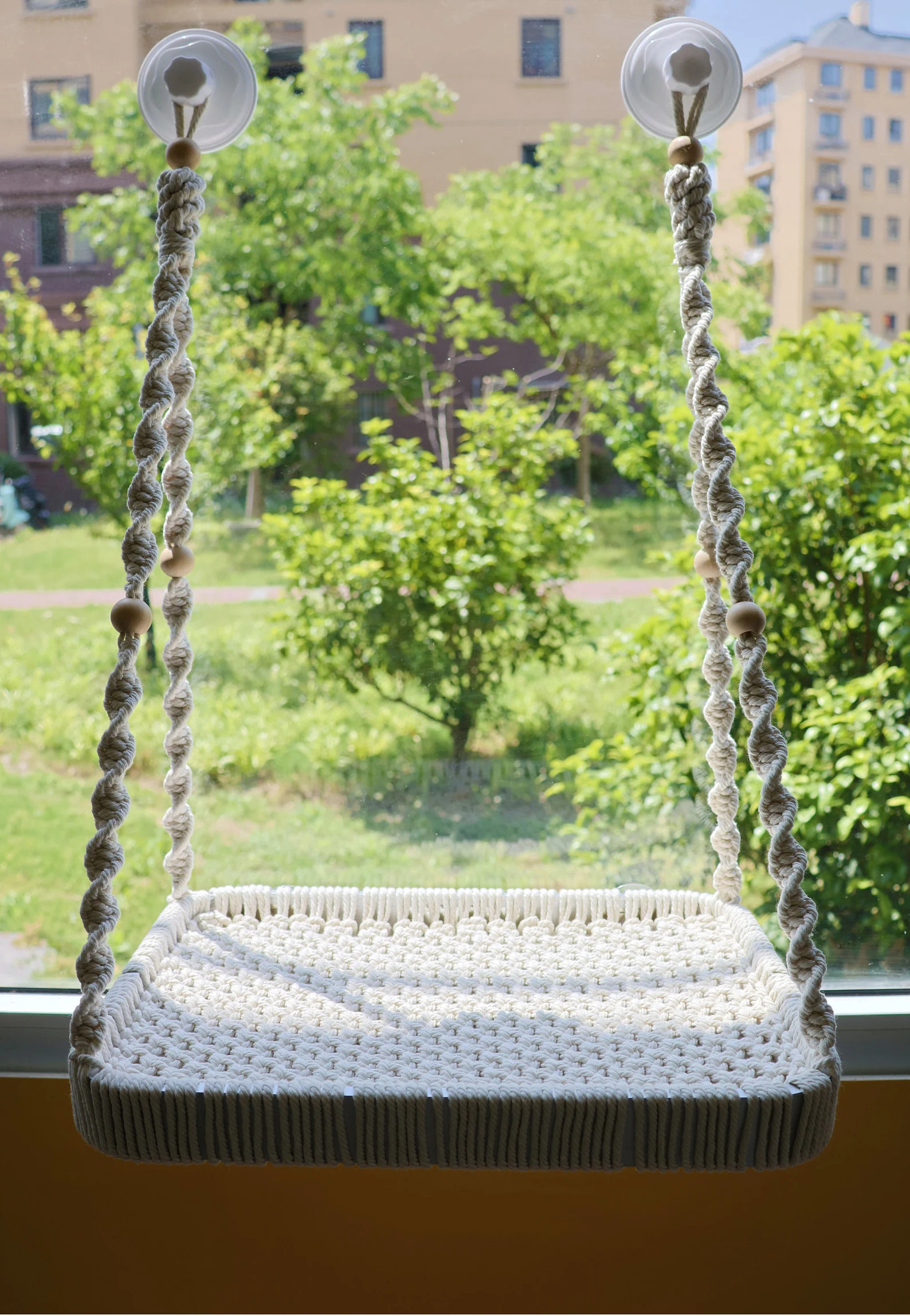 Boho Pet Cat Hammock for Window Handmade Cat Furniture Macrame Cat Bed Hammock