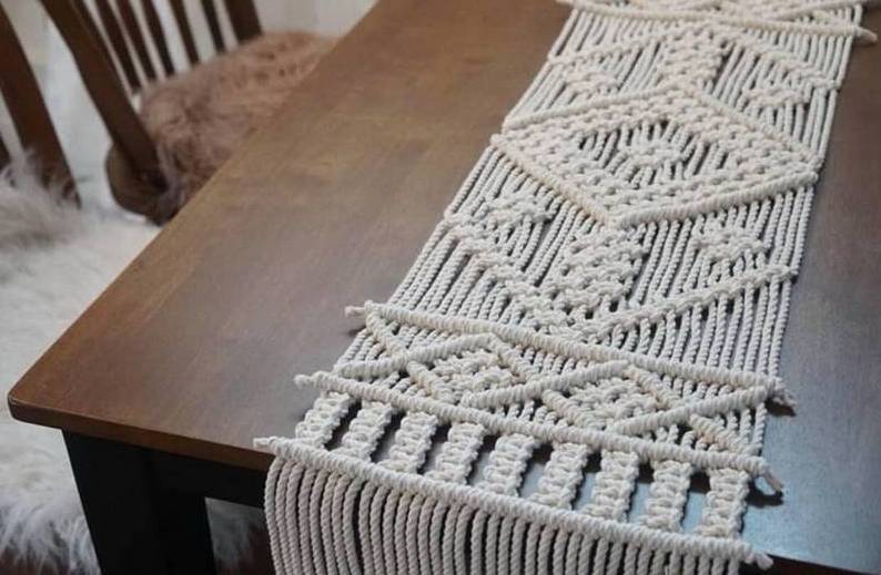 Housewarming Gift Boho Handmade Cotton Home Decoration Macrame Table Cloth Runner