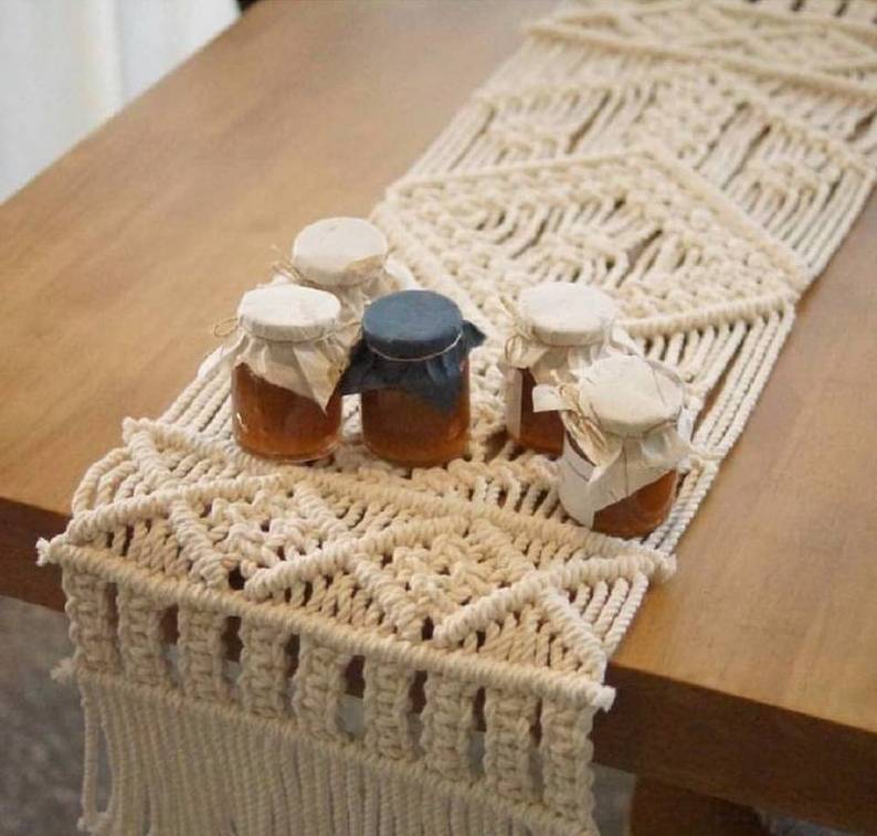 Housewarming Gift Boho Handmade Cotton Home Decoration Macrame Table Cloth Runner