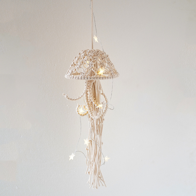 Boho Star Light Cotton Baby Room Hanger Handmade Macrame Wall Hanging Jellyfish Decor