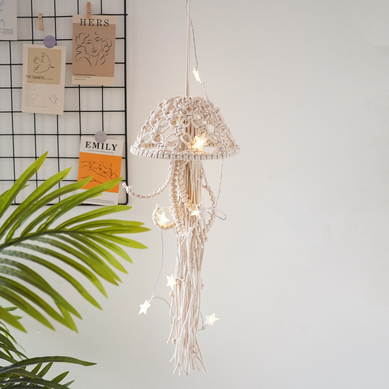 Boho Star Light Cotton Baby Room Hanger Handmade Macrame Wall Hanging Jellyfish Decor