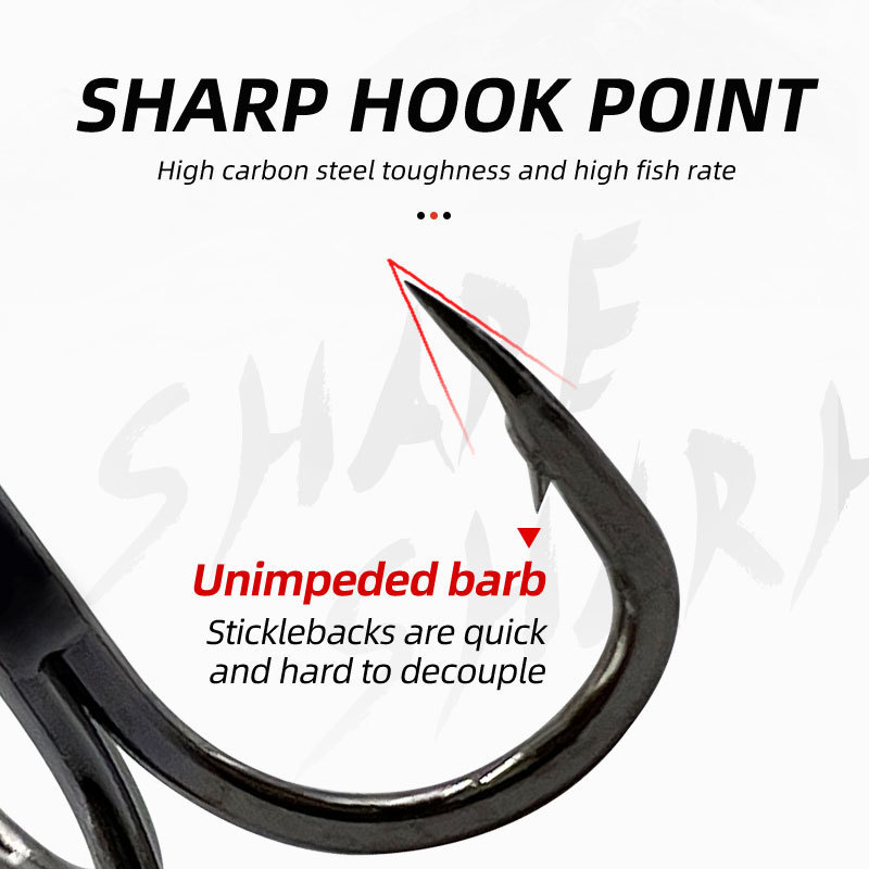 3X Strong Sea Fishing Triple Reinforced Blood Tank Hook Sharp High Carbon Steel Saltwater Treble Hook Three Claw Hooks